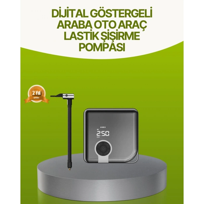 Dijital Ekranlı Taşınabilir Akıllı Araç Hava Kompresörü