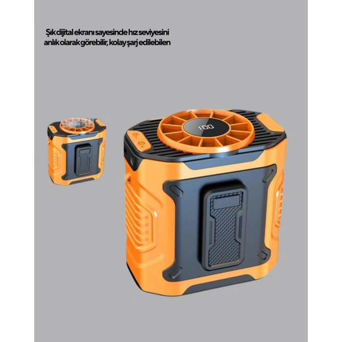 Dijital Ekranlı Turbo Mini Fan – 3 Kademeli Hız Sessiz Çalışma ve Type-C Şarj