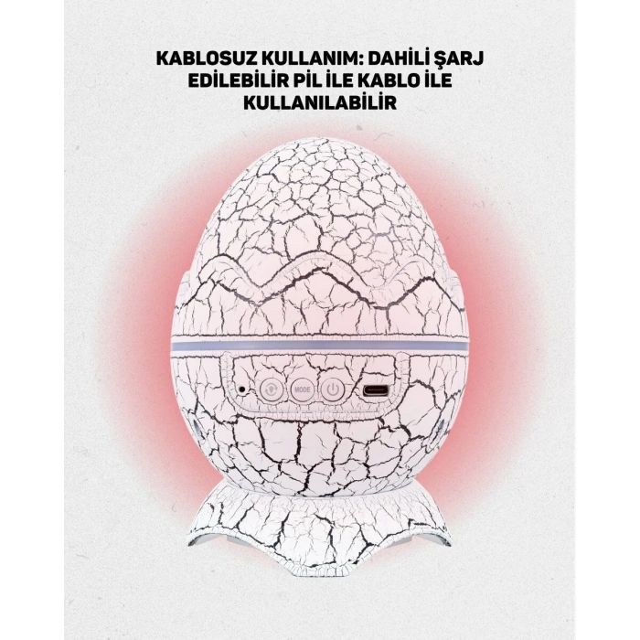 Dinozor Yumurtası Galaksi Projektör Gece Lambası 4ü 1 Arada – Bluetooth Hoparlörlü