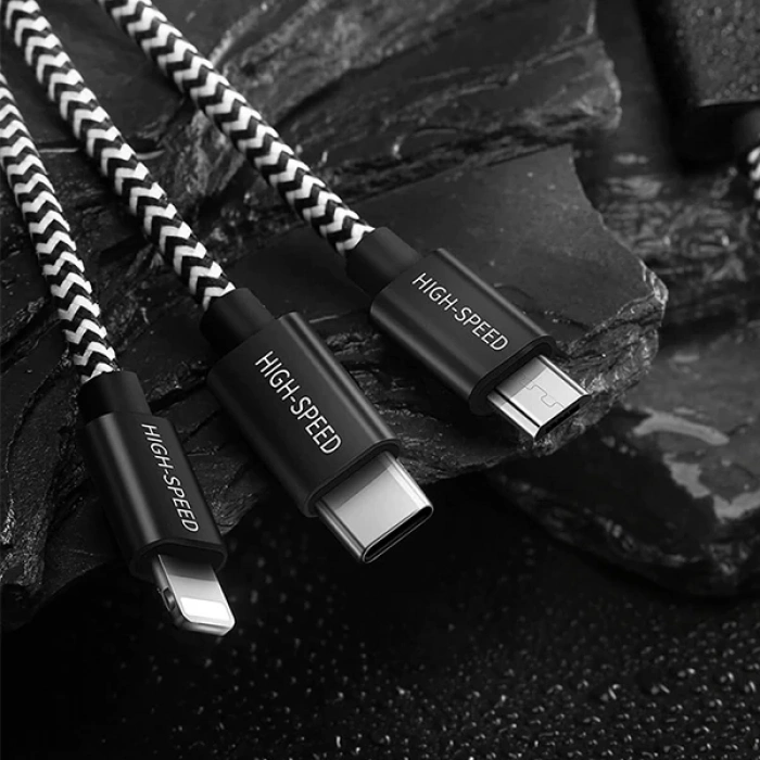 DUX DUCIS 3in1 Usb Type C-İPhone Ve Mikro Kopmaz Usb kablo Hızlı Şarj-(5775)