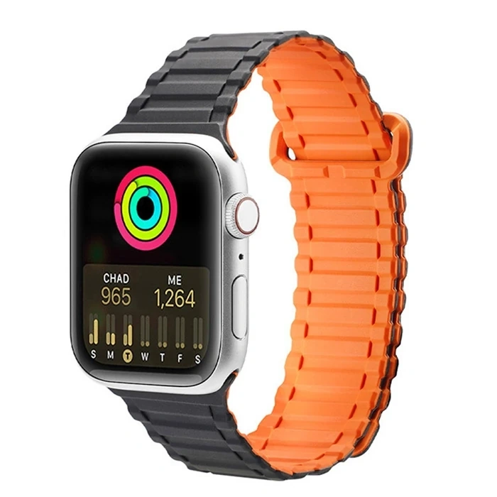 Dux Ducis Apple Watch 38/40/41MM için Manyetik Armor Silikon Kordon Kayış-(5775)
