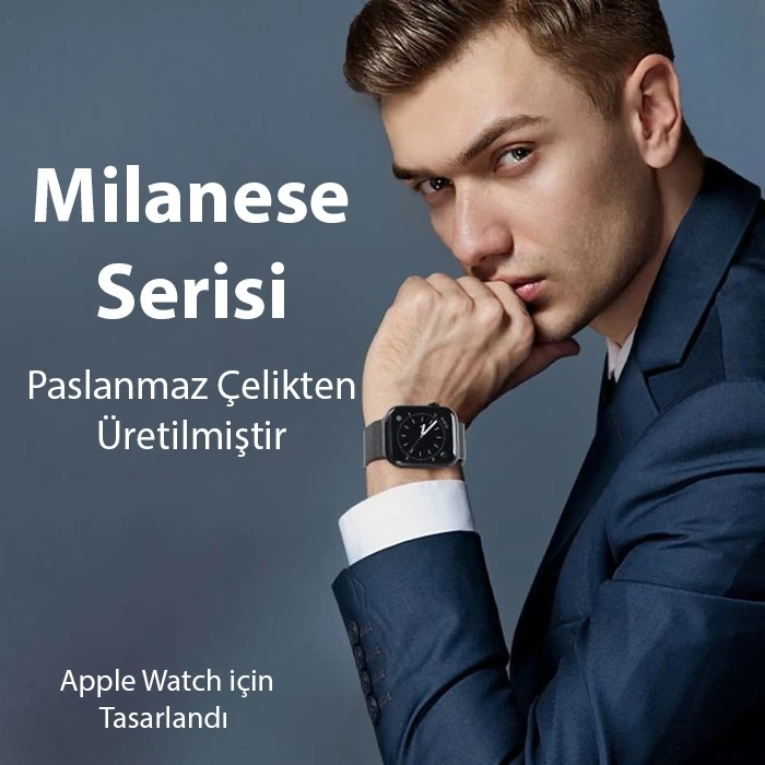 Dux Ducis Apple Watch 38/40/41MM için Milanese Premium Milano Loop Kayış Kordon-(5775)