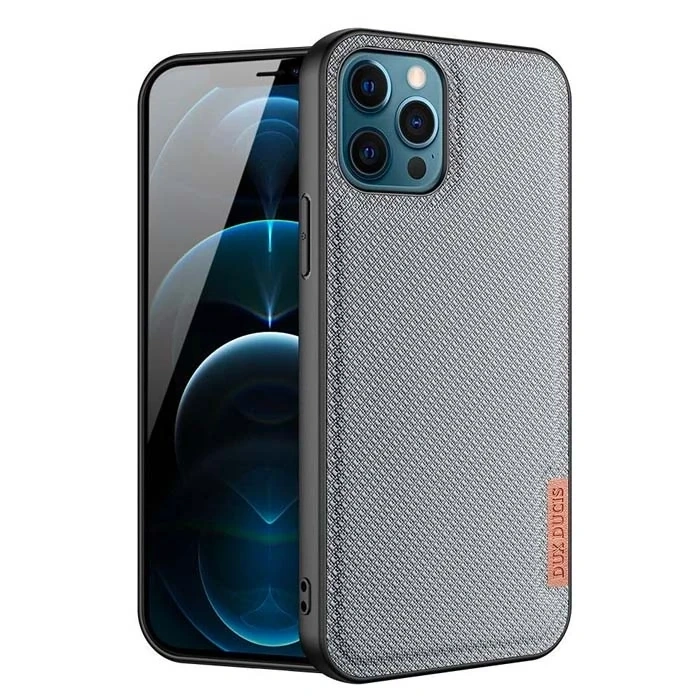Dux Ducis Fino Serisi iPhone 12 Pro Max Kılıf Premium Dokuma Silikon Kılıf-(5775)