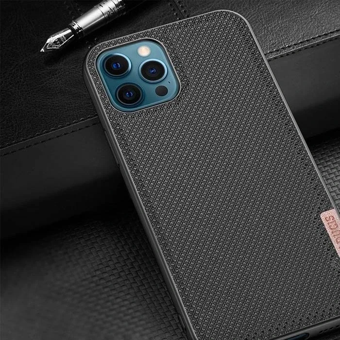 Dux Ducis Fino Serisi iPhone 12 Pro Max Kılıf Premium Dokuma Silikon Kılıf-(5775)