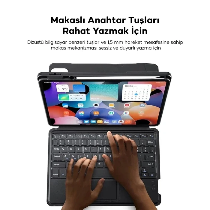 DUX DUCIS Galaxy Tab S8+ / S7+ / S7 FE İçin Ayrılabilir Bluetooth Klavye Touchpad PU Deri Kılıf-(5775)