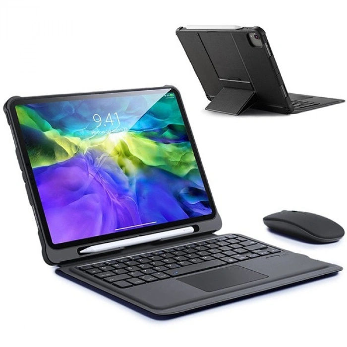 Dux Ducis iPad 11 Pro 10.9 Kablosuz Bluetooth Klavye Touchpad Kılıf 2021-2020-2018-(5775)