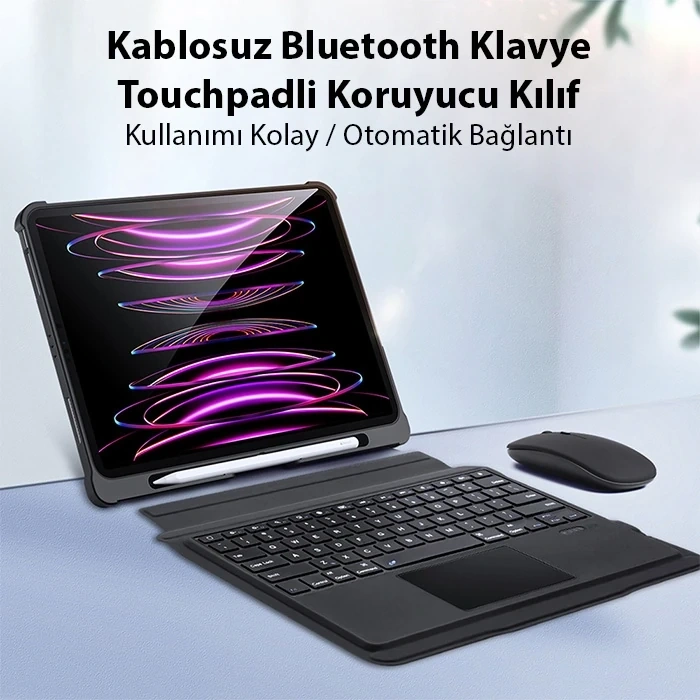 Dux Ducis iPad Pro 12.9 2022/2021/2020 SK Series Kablosuz Bluetooth Klavye Touchpad Kılıf-(5775)