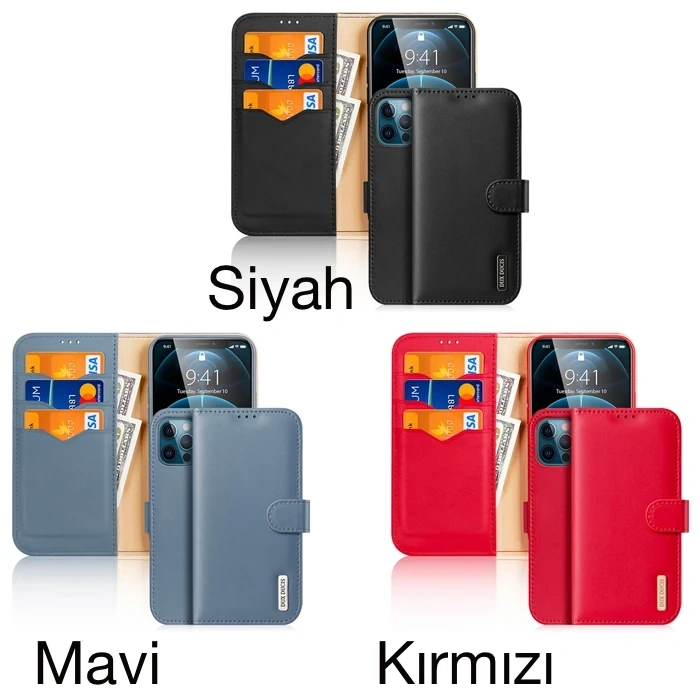 Dux Ducis iPhone 12 Pro Max Kılıf Mıknatıslı Cüzdanlı Deri Kılıf Hivo Series-(5775)