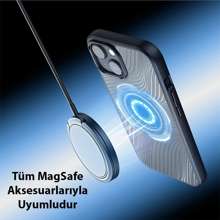 Dux Ducis iPhone 15 Aimo Series MagSafe Premium Buzlu Sert PC-TPU Kılıf-(5775)
