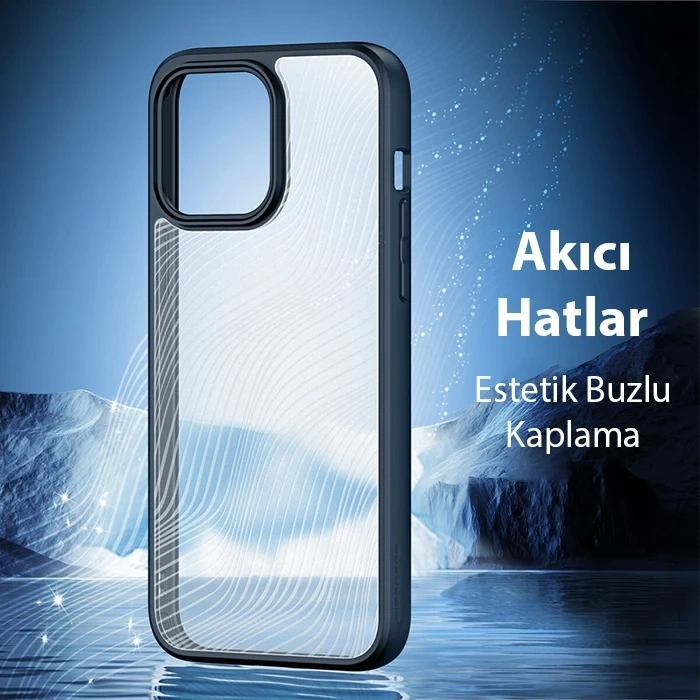 Dux Ducis iPhone 15 Pro Aimo Series Premium Buzlu Sert PC-TPU Kılıf-(5775)