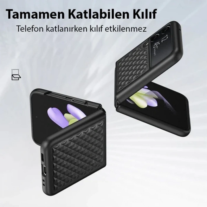 Dux Ducis Venice Series Samsung Galaxy Z Flip3 5G için Premium Deri Kılıf-(5775)