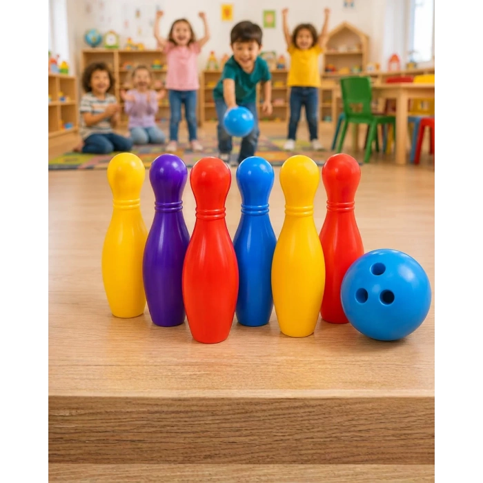 Eğlenceli Bowling Oyuncak Seti Çocuklar İçin Renkli Kuka ve Top