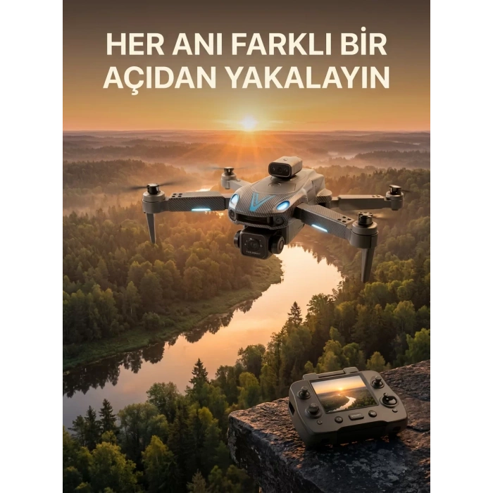 Ekranlı Kumandalı Çift Kameralı Drone ile Havadan Çekim