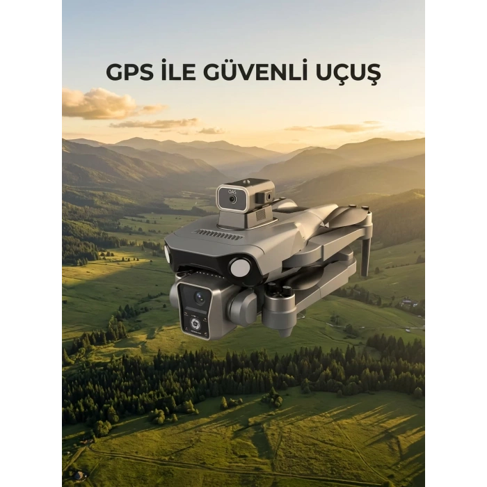 Ekranlı Kumandalı GPS Drone Çift Kameralı Katlanabilir Hava Aracı