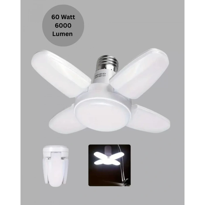 Enerji Tasarruflu LED Ampül 60 Watt 4 Kollu Beyaz Işık Yeni Nesil