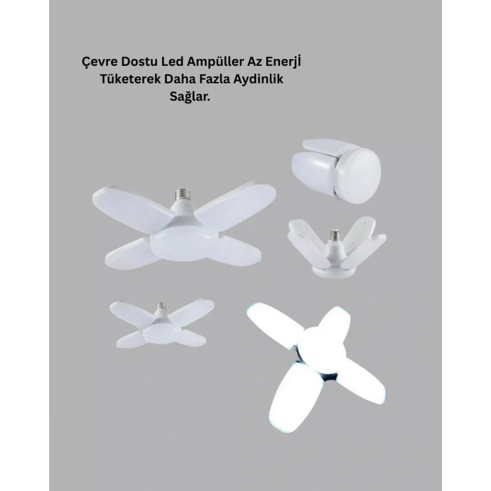 Enerji Tasarruflu LED Ampül 60 Watt 4 Kollu Beyaz Işık Yeni Nesil