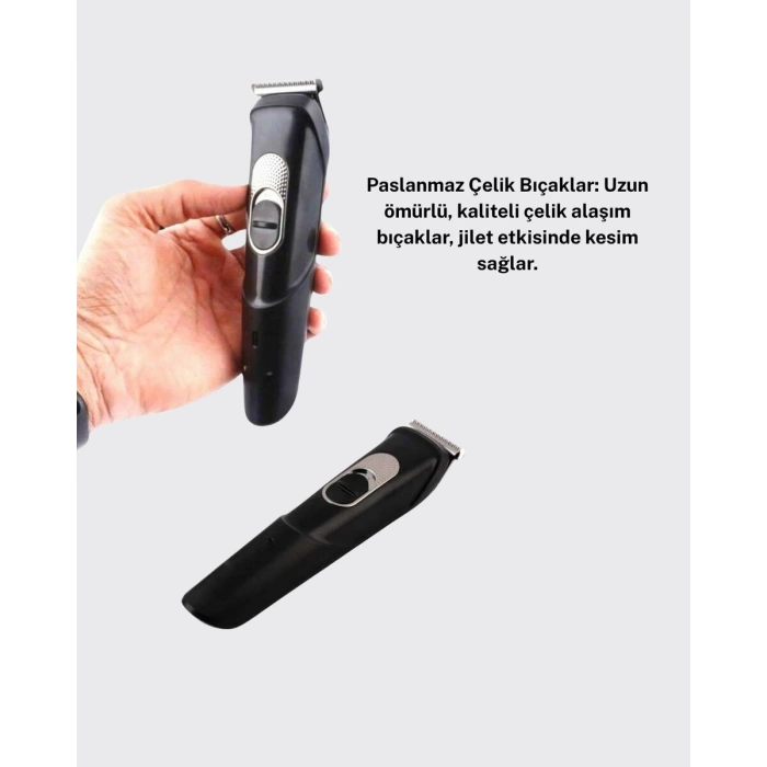 Ergonomik Tasarımlı 3 Taraklı Profesyonel Şarjlı Saç Sakal Tıraş Makinesi