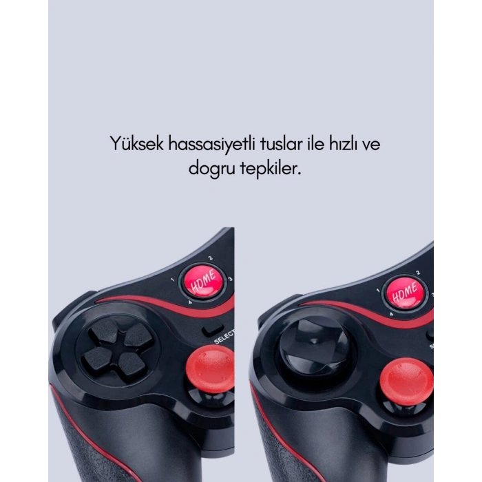 Ergonomik Tasarımlı Kablosuz Bluetooth Gamepad Titreşimli