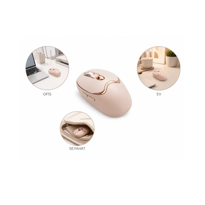 Ergonomik Tasarımlı Kablosuz Mouse Bluetooth ve USB Alıcılı