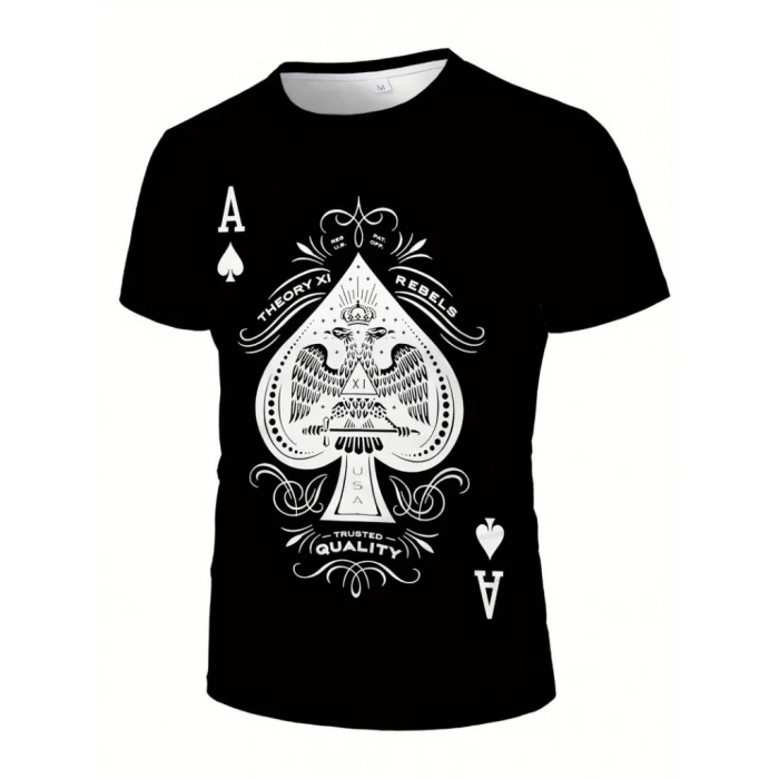 Erkekkısa Kollu Yuvarlak Yaka Desenli Viskon T-shirt