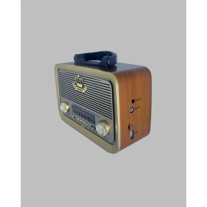 Eskitme Tasarımlı Ahşap Bluetooth Radyo LED Aydınlatmalı