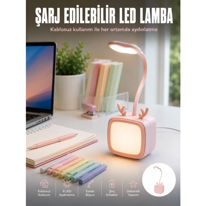 Esnek Gövdeli LED Masa Lambası Taşınabilir Gece Aydınlatması