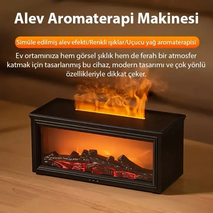 EZERE A4 Şömine Esintili Aromaterapi Difüzörü Ultrasonik Hava Nemlendici-(5775)