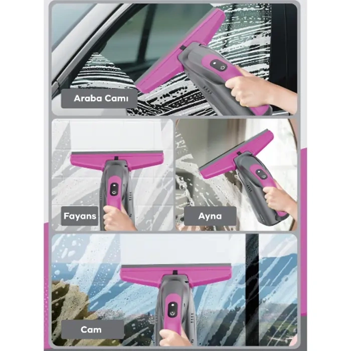 Ezere ClearView Şarjlı Cam Temizleyici Silme Makinesi Mikrofiber Başlıklı-(5775)