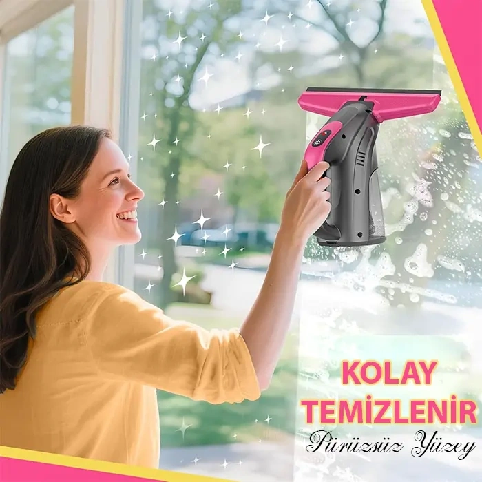 Ezere ClearView Şarjlı Cam Temizleyici Silme Makinesi Mikrofiber Başlıklı-(5775)