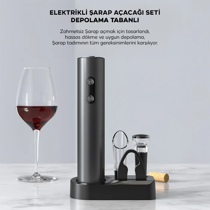 EZERE Sarjlı Otomatik Şarap Açacağı Tirbuşon Seti Şarap açma seti-(5775)
