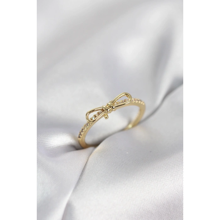 Fiyonk Model Zirkon Taşlı Gold Renk Kadın Yüzük 5886