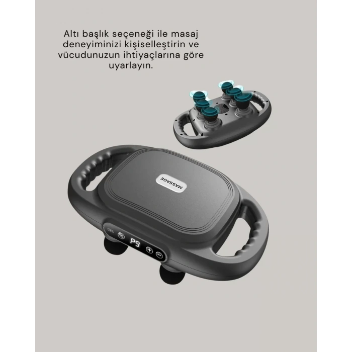 Fonksiyonlu Şarjlı Masaj Aleti 6 Başlık 2000 mAh Ergonomik Gövde Yeni Nesil