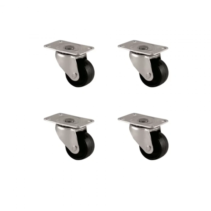 Furç Tablalı Bilyalı Teker - 28MM - Siyah HKS232 - 4 Adet