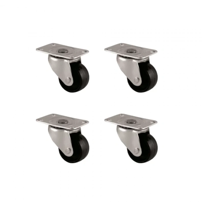 Furç Tablalı Bilyalı Teker - 38MM - Siyah HKS234 - 4 Adet