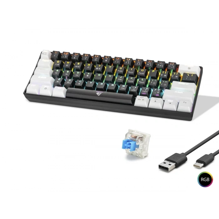 Gaming Mekanik Rgb Klavye Blue Switch - Siyah Beyaz MF1701BW