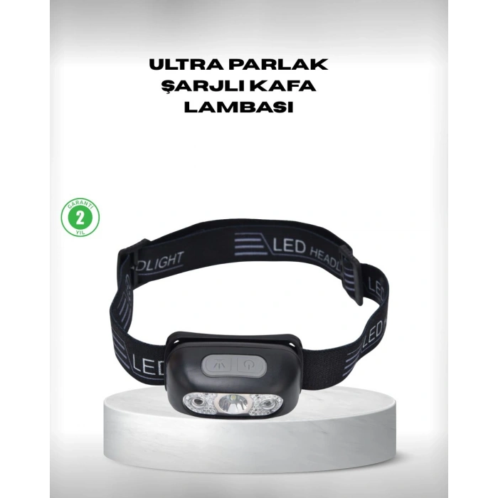 Gece Balıkçılığı İçin Ultra Parlak Şarjlı Kafa Lambası | 4 Işık Modu + USB Şarj