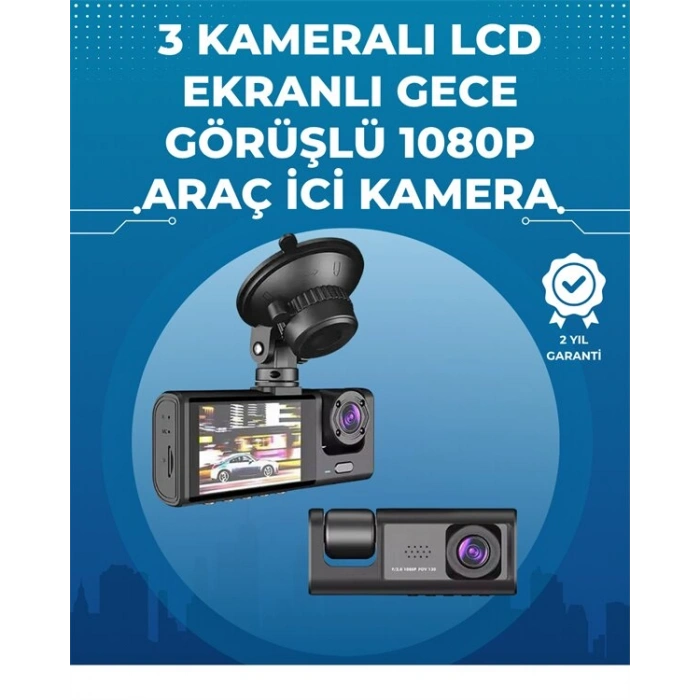 Gece Görüşlü 3lü Araç Kamerası – Geri Görüş Destekli 170° Geniş Açı