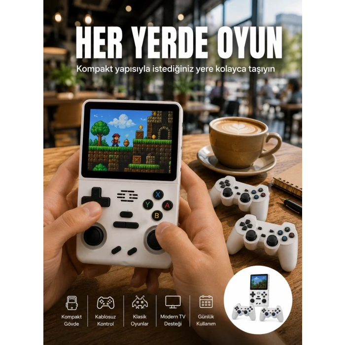 Geniş Ekranlı Taşınabilir Retro Oyun Konsolu Yeni Nesil