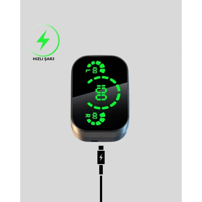 Gerçek Kablosuz Kulaklık – Bluetooth 5.0 Şarj Kutulu Parmak İzi Kontrollü