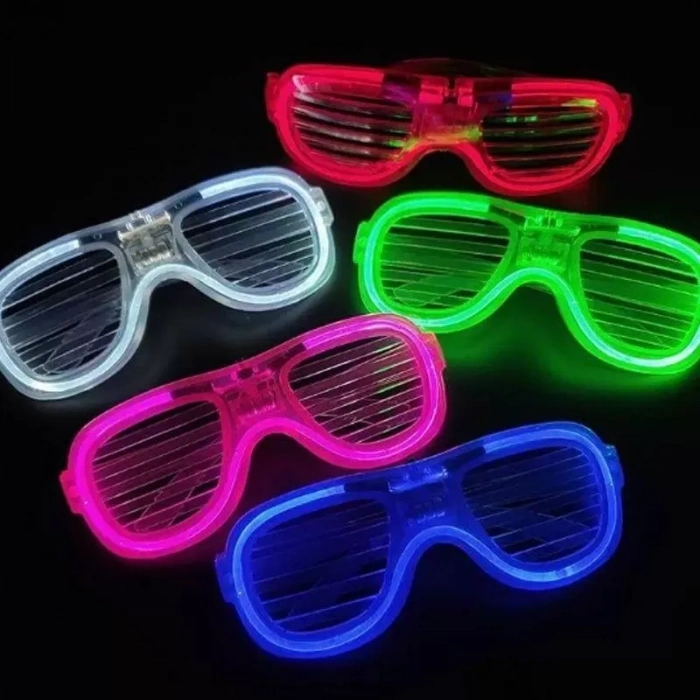 Glow Model Led Işıklı Parti Gözlüğü 3 Modlu 5 Renk 5 Adet