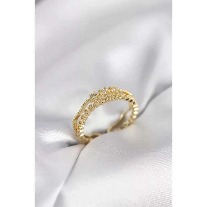 Gold Renk Minimal Yıldızlı Model Kadın Yüzük - TJ-BYK4117