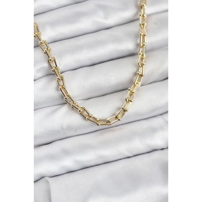 Gold Renk Pirinç Tifani Model Kadın Kolye - TJ-BKO10819
