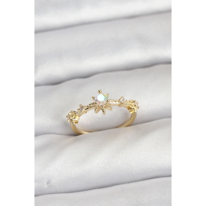 Gold Renk Pirinç Yıldız Model Kadın Yüzük 5886