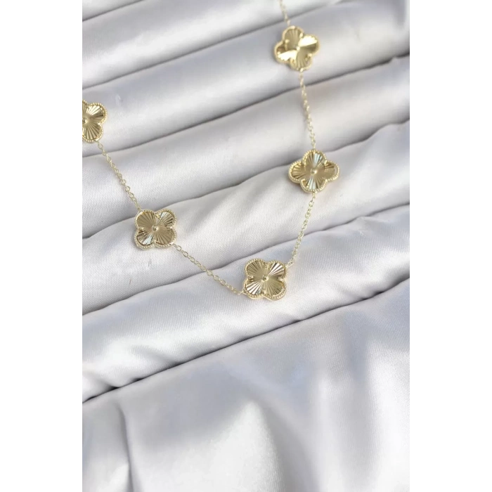 Gold Renk Yonca Model VIP Seri Kadın Kolye TJ-BKO11140