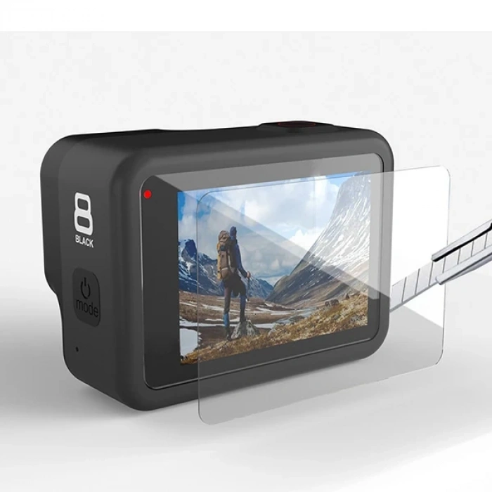 GOR Gopro Hero 8 2in1 Darbe Emici Ekran Koruyucu 2 SET-(5775)