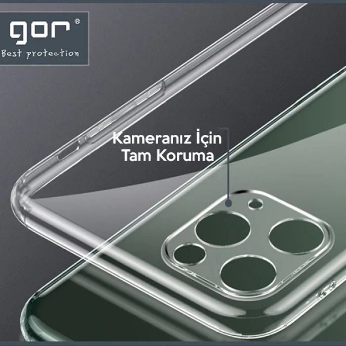 GOR İPhone 11 Pro Max 6.5 inch Kamera Korumalı Şeffaf Silikon Kılıf-(5775)