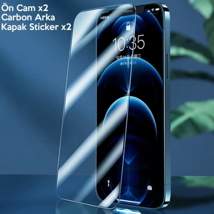 GOR İPhone 12 Mini 5.4  Best Full Tempered Cam Ekran Koruyucu 2Adet+Arka Jelatin-(5775)