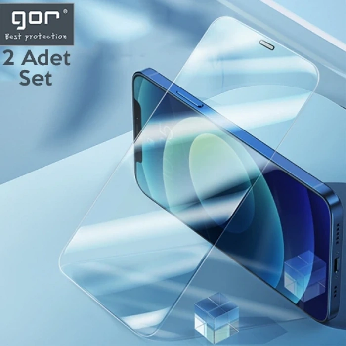 GOR İPhone 12 Pro Max 6.7 Best Full Tempered Cam Ekran Koruyucu 2Adet+Takma Aparatı-(5775)