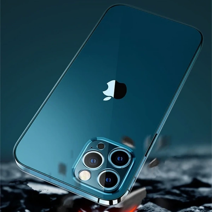 Gor İPhone 12 Pro Max 6.7 İnch Kılıf Kamera Korumalı Şeffaf Silikon Kılıf-(5775)