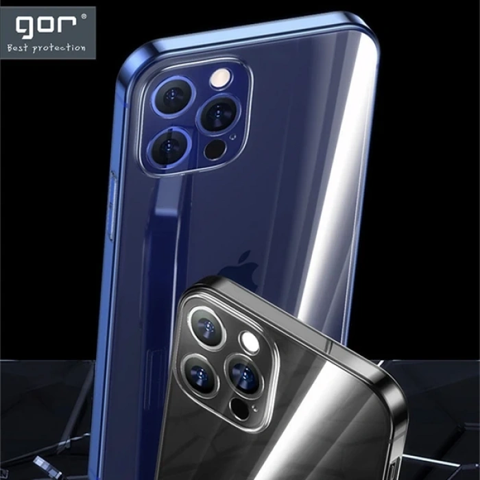 Gor İPhone 12 Pro Max 6.7 İnch Kılıf Kamera Korumalı Şeffaf Silikon Kılıf-(5775)